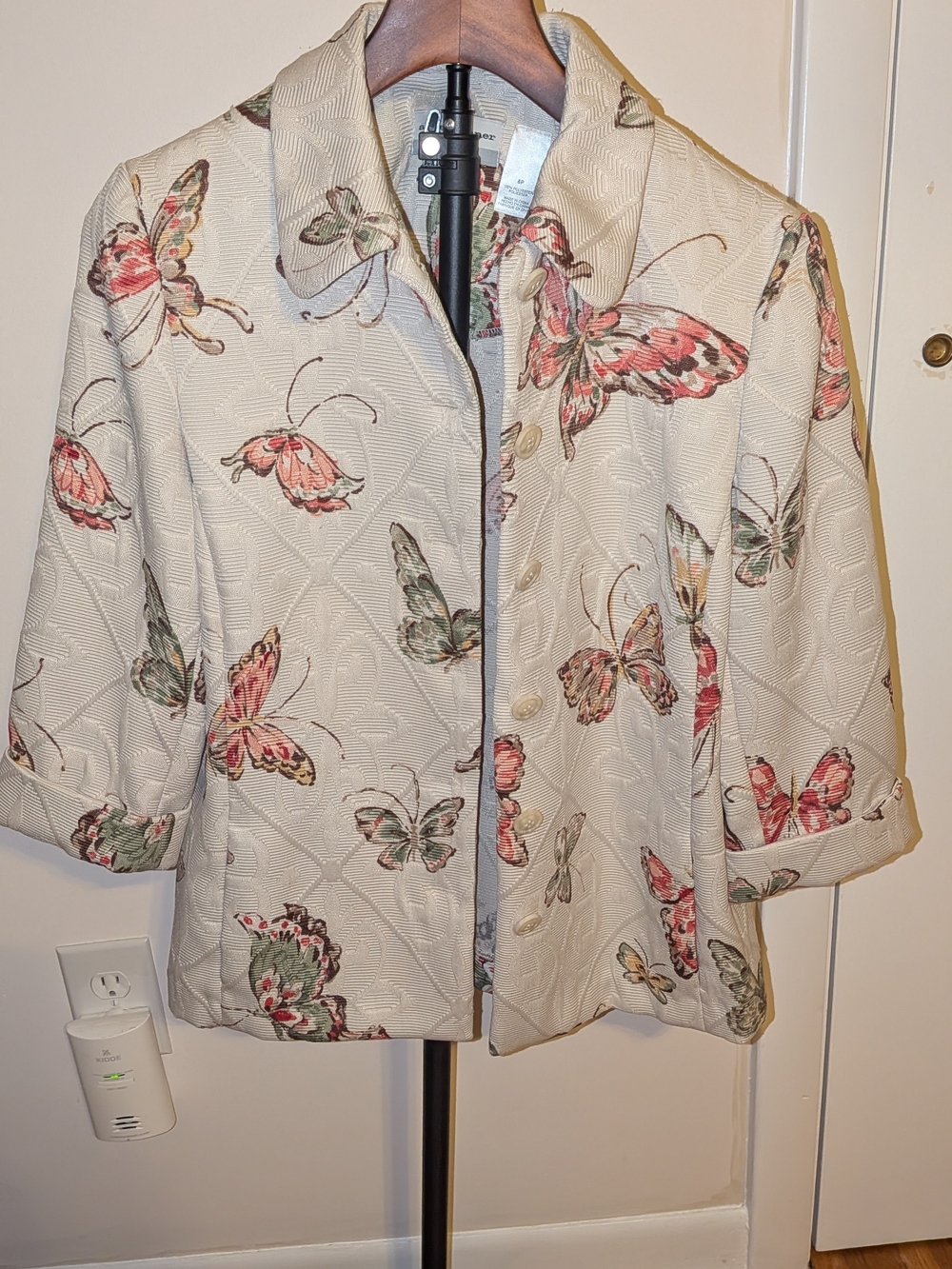 Alfred Dunner Butterfly Print Textured Jacket Size 8P Petite